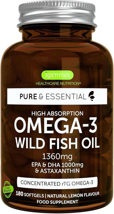 Igennus Ultra pures Omega 3 Fischöl Konzentrat mit Astaxanthin