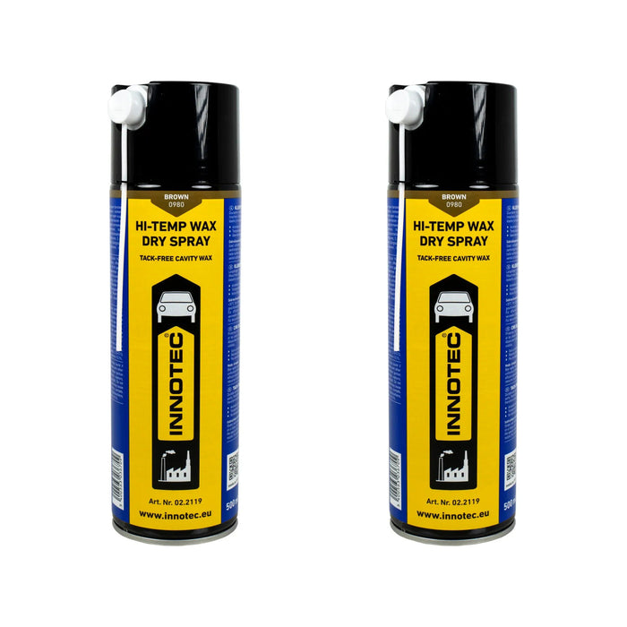 Innotec Hi-Temp Wax Dry Spray, Dunkelbraun – 500 ml · Aerosol, 2er-Set, Artikelnummer 1360-4