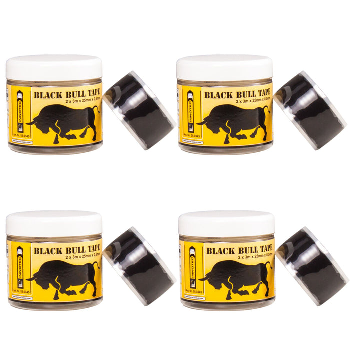 Innotec Black Bull Tape - Schwarz, 25 mm breit x 0,5 mm stark, 4er-Set, Artikelnummer 1663-25