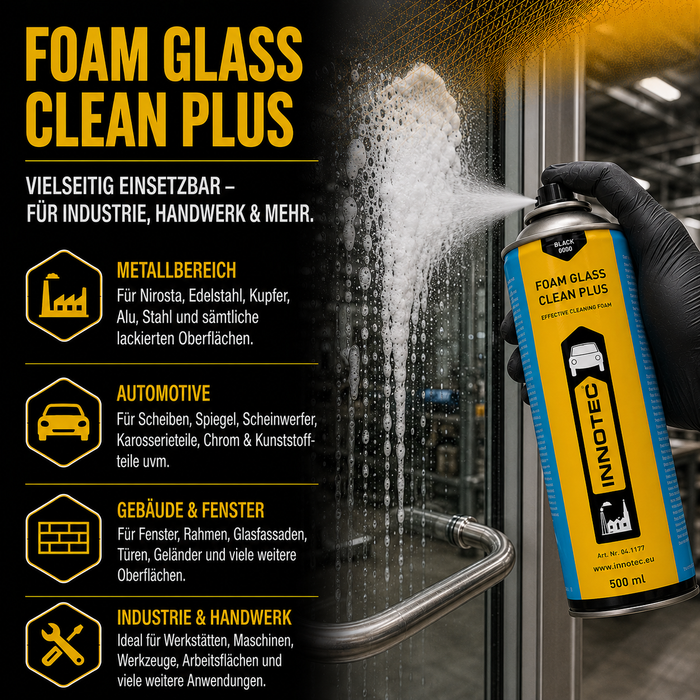 Innotec Foam Glass Clean Plus – Lebensmitteltauglicher Glasreiniger – Produktvorteil und Anwendung 3