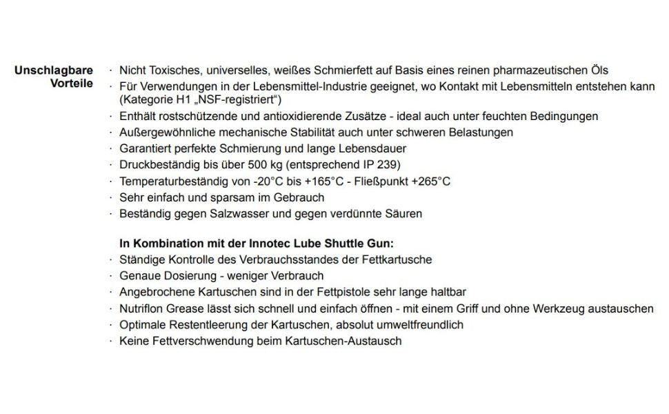 Innotec Nutriflon Grease – Lebensmitteltaugliches Schmierfett – Produktvorteil und Anwendung 6