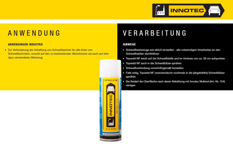 Innotec Topweld NF – Schweißschutzspray – Produktvorteil und Anwendung 6