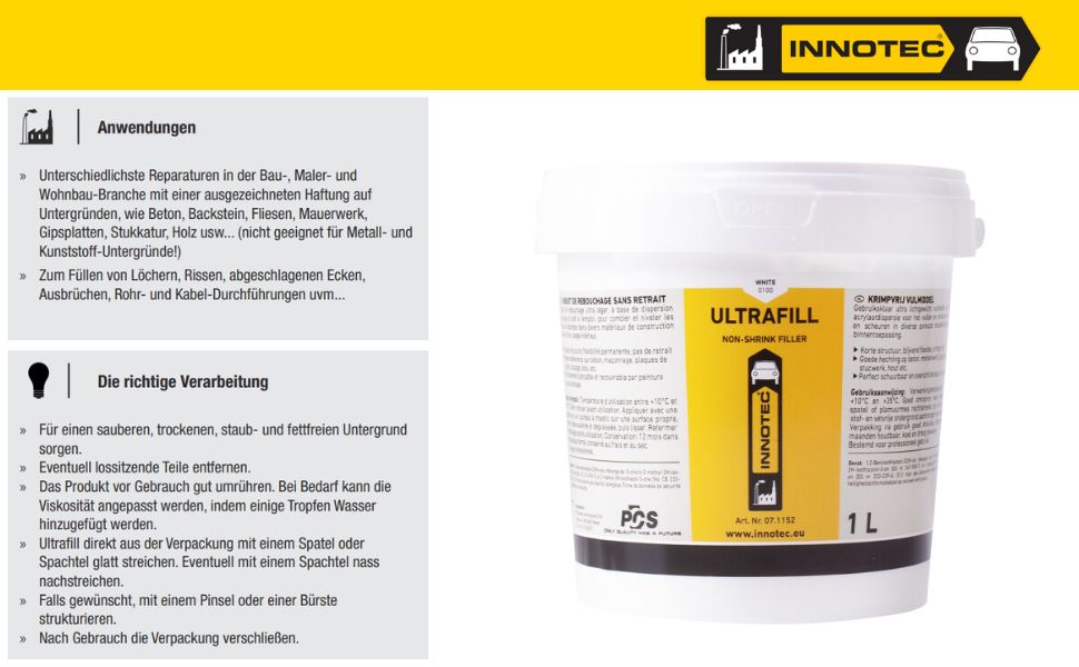 Innotec Ultrafill – Universelle Spachtelmasse – Produktvorteil und Anwendung 6