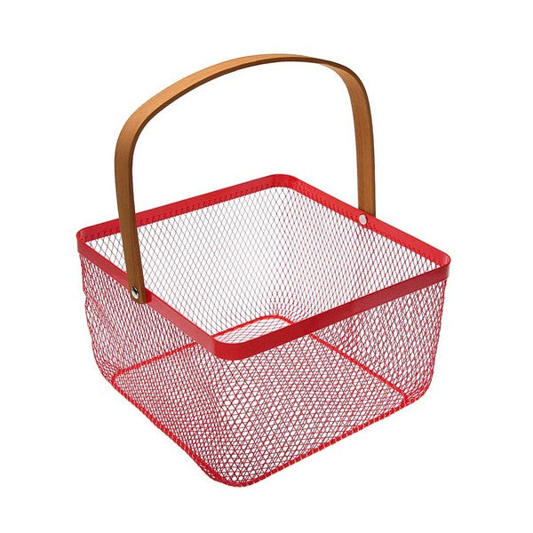 Korb Metall (24 x 15 x 24	 cm) Rot