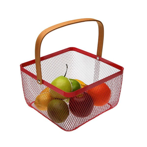 Korb Metall (24 x 15 x 24	 cm) Rot