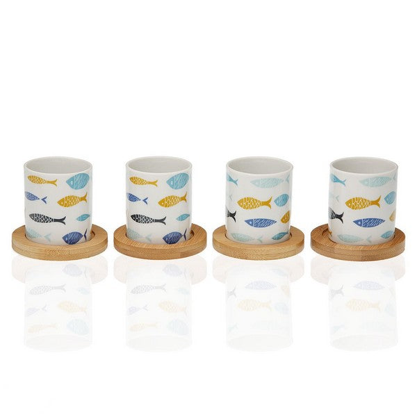 Satz von Kaffeetassen Blue Bay Bambus Porzellan (4 pcs)