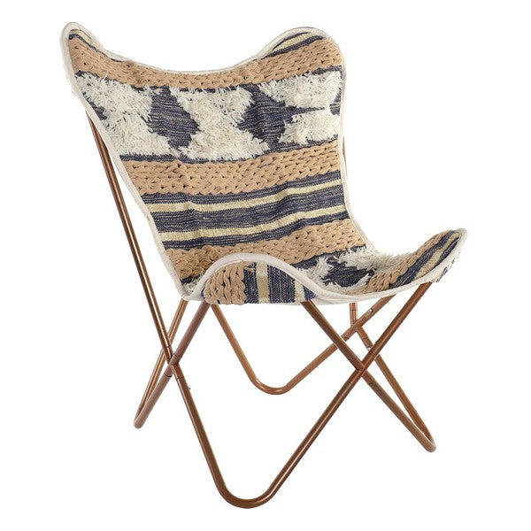 Sessel Dekodonia Blau Baumwolle Eisen (74 x 65 x 90 cm)