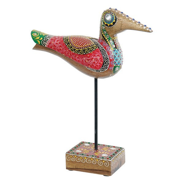 Deko-Figur Dekodonia Holly Fest Fugl Metall Mango-Holz (24 x 8 x 31 cm)