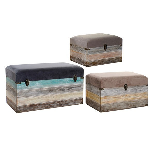 Truhe Dekodonia Polyester Holz Eisen (3 pcs)