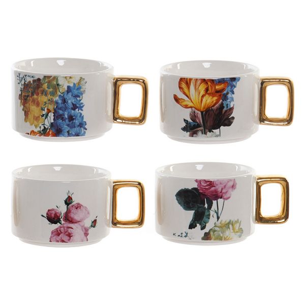 Satz von Kaffeetassen Dekodonia blumig Dolomite (260 ml) (4 pcs)