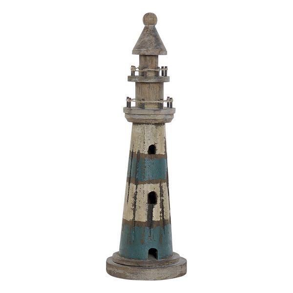 Deko-Figur Dekodonia Leuchtturm Holz (15 x 15 x 50 cm)