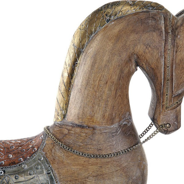 Deko-Figur Dekodonia Pferd Metall Mango-Holz (61 x 13 x 62 cm)