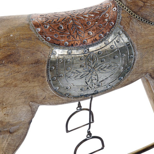 Deko-Figur Dekodonia Pferd Metall Mango-Holz (61 x 13 x 62 cm)