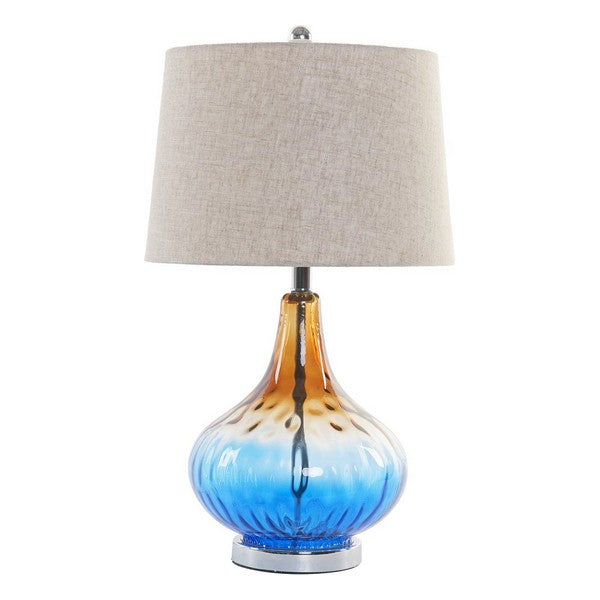 Tischlampe Dekodonia Polyester Leinen Metall Kristall (37 x 37 x 65 cm)