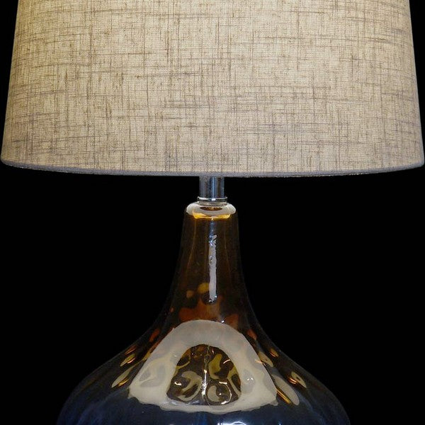 Tischlampe Dekodonia Polyester Leinen Metall Kristall (37 x 37 x 65 cm)