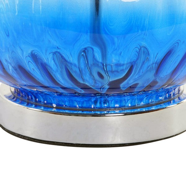 Tischlampe Dekodonia Polyester Leinen Metall Kristall (37 x 37 x 65 cm)