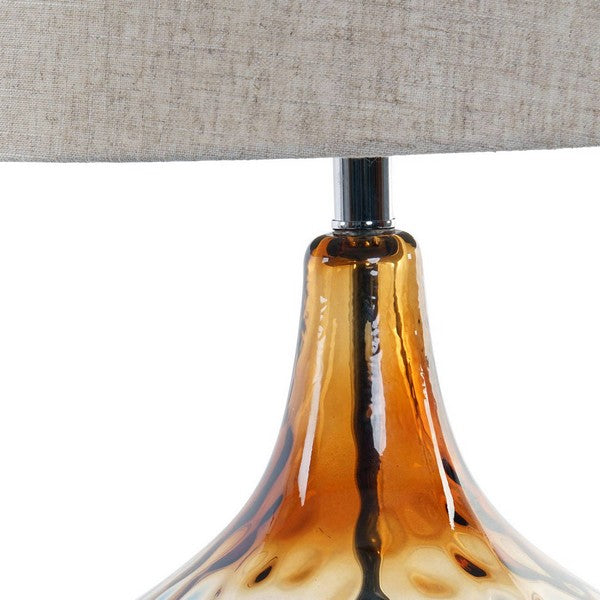 Tischlampe Dekodonia Polyester Leinen Metall Kristall (37 x 37 x 65 cm)