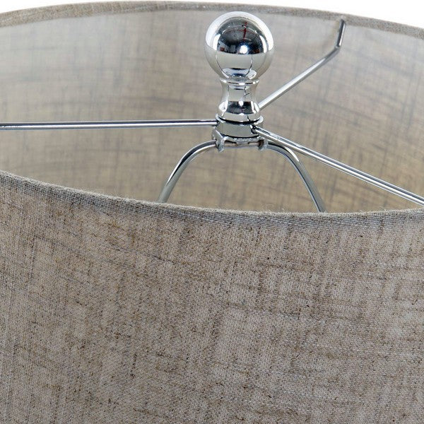 Tischlampe Dekodonia Polyester Leinen Metall Kristall (37 x 37 x 65 cm)