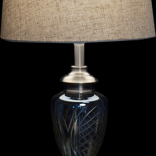 Tischlampe Dekodonia Leinen Metall Kristall Traditionell (33 x 61 cm)