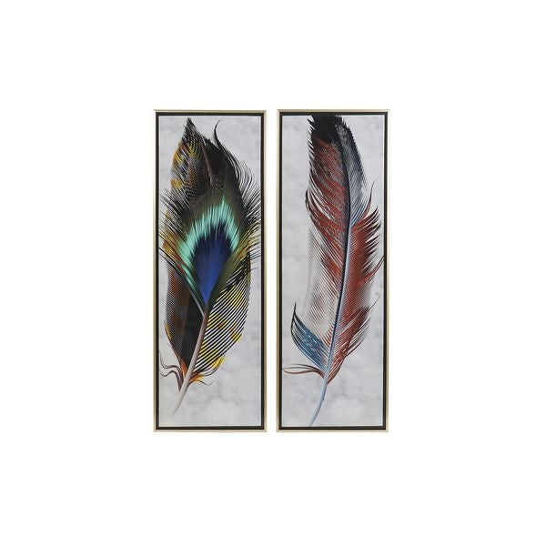 Wanddekoration Dekodonia Holz Federn (2 pcs)