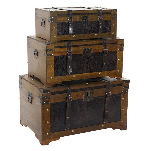 Truhe Dekodonia Polyurethan Holz Kolonial (3 pcs)