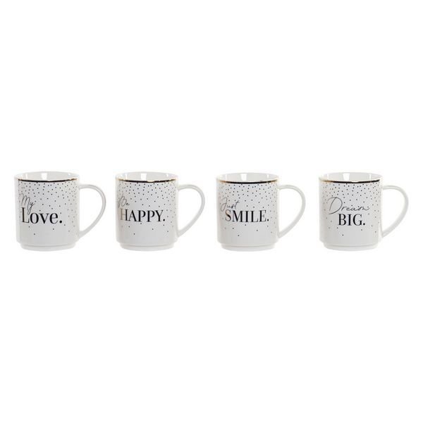 Satz von Kaffeetassen Dekodonia Golden Porzellan (280 ml) (4 pcs)