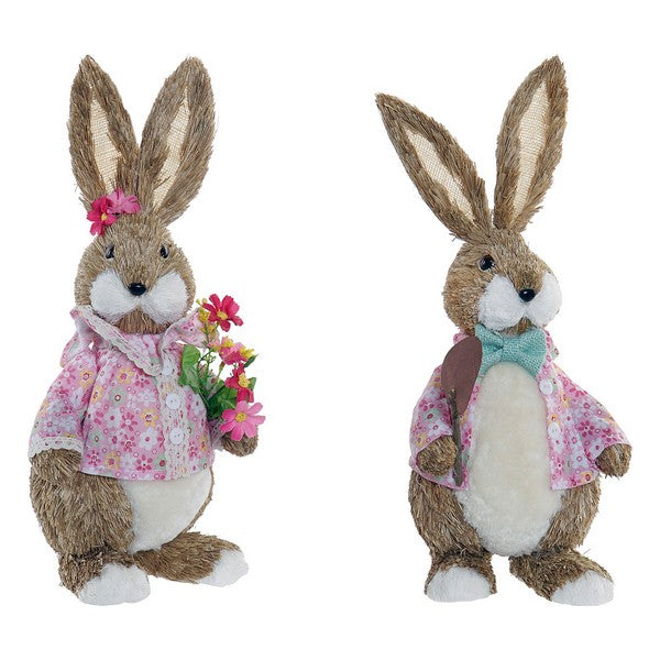 Deko-Figur Dekodonia Polyester Faser Hase (17 x 17 x 40 cm) (2 pcs)