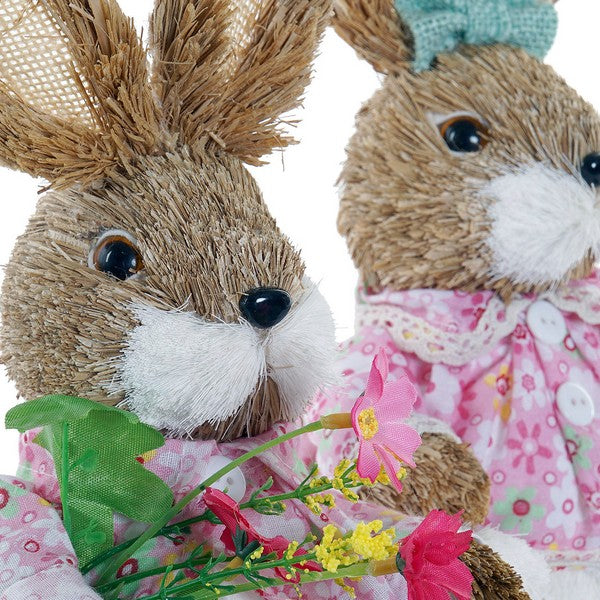 Deko-Figur Dekodonia Polyester Faser Hase (16 x 15 x 26 cm) (2 pcs)
