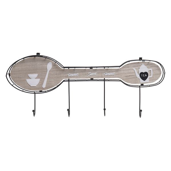 Wandgarderobe Dekodonia Löffel Holz Metall (54 x 4 x 23 cm)