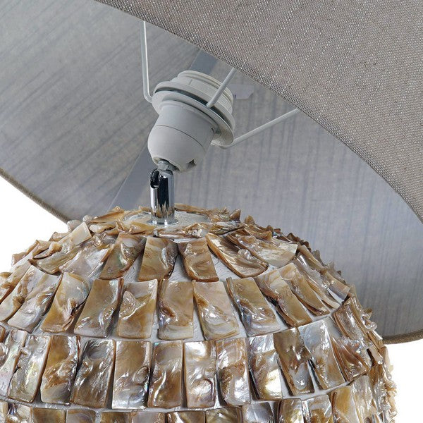 Tischlampe Dekodonia Leinen aus Keramik Perlmutt (40 x 59 cm)
