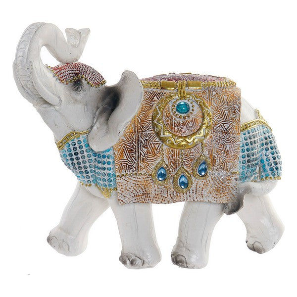 Skulptur Dekodonia Elefant Weiß/Blau (19 x 10 x 18 cm)