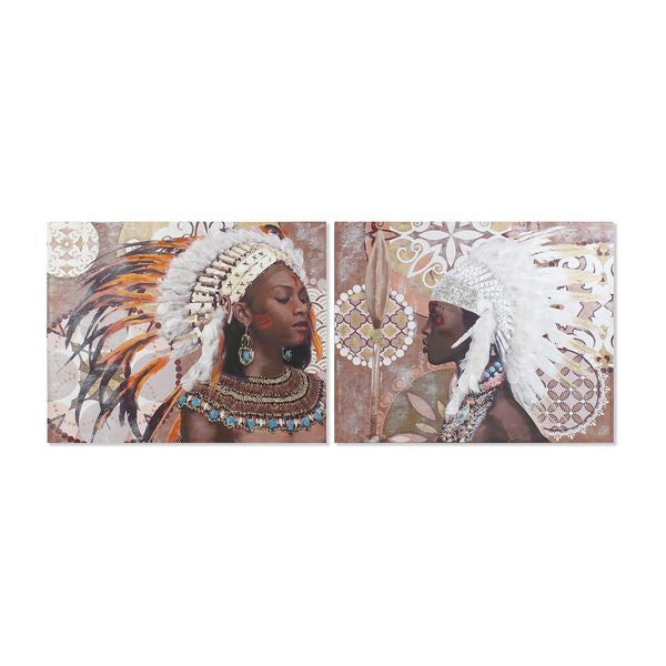 Bild Dekodonia ethnische Frau Holz (2 pcs) (100 x 3 x 80 cm)
