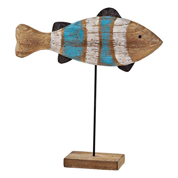 Deko-Figur Dekodonia Holz Metall Fisch (32 x 8 x 35 cm)