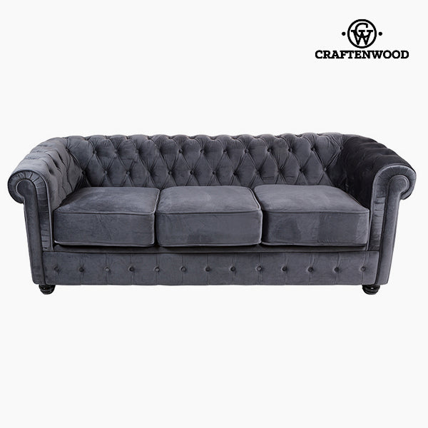 Chesterfield Sofa 3-Sitzer Samt Grau - Relax Retro Kollektion