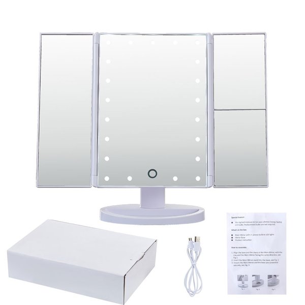 Vergrößerungsspiegel mit LED (1x/2x/3x) Weiß (Refurbished A+)