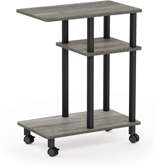 Beistelltisch mit Rollen für Sofas, Holz, Französische Eiche Grau/Schwarz, 29.49 x 50 x 56.79 cm
