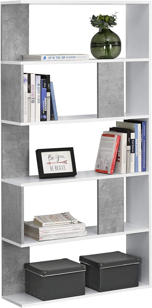 Bücherregal 159x80x24cm Standregal mit 5 Ablageflächen Regal Weiß Betonoptik