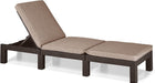 Deluxe Sonnenliege für Garten, Terrasse & Balkon mit verstellbarem Kopfteil, braun, inkl. Auflage, Gartenliege aus Kunststoff, flache Rattanoptik