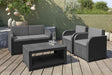 Lounge Gartenmöbel Set 4teilig, mit Sitzkissen, für Garten, Terrasse und Balkon, grau, wetterfest, Sitzgruppe aus Beistelltisch 