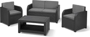 Lounge Gartenmöbel Set 4teilig, mit Sitzkissen, für Garten, Terrasse und Balkon, grau, wetterfest, Sitzgruppe aus Beistelltisch 