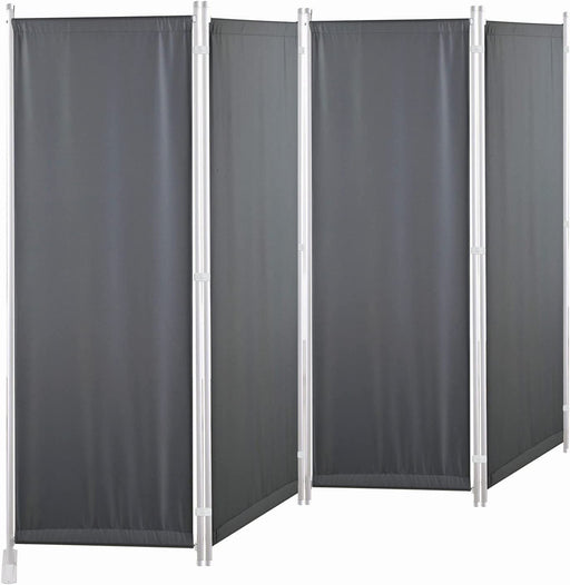 Paravent 4 Teilig 170 x 220 cm Raumteiler Klappbar Trennwand Stellwand Balkon Sichtschutz Faltbar(Grau)
