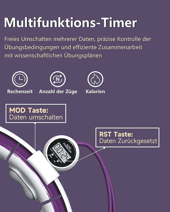 Smart Hula Hoop Reifen Erwachsene - Einstellbare Hoola Hoop Reifen für Gewichtsverlust und Fitness, Smart Fitness Reifen mit Intelligentes Zählen
