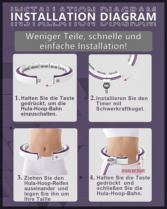 Smart Hula Hoop Reifen Erwachsene - Einstellbare Hoola Hoop Reifen für Gewichtsverlust und Fitness, Smart Fitness Reifen mit Intelligentes Zählen