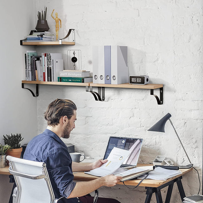 Wandregal im 3er-Set Schweberegale, Regalbrett Holz freischwebend, Wandboard Tiefe 15cm, Länge 42/36/29cm für Badezimmer, Schlafzimmer