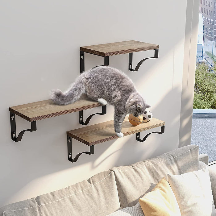 Wandregal im 3er-Set Schweberegale, Regalbrett Holz freischwebend, Wandboard Tiefe 15cm, Länge 42/36/29cm für Badezimmer, Schlafzimmer