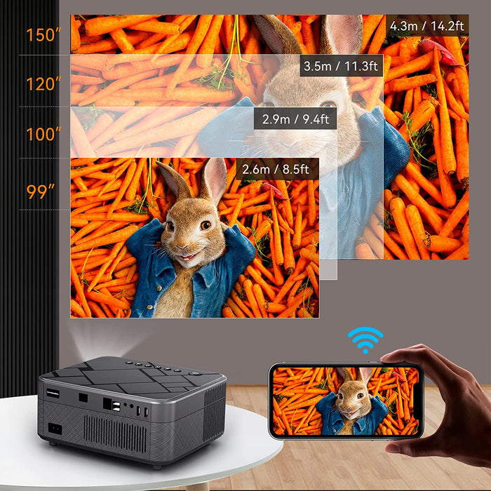 WiFi Beamer, 13000 Lumen Mini 5G Beamer 4K Full HD 200 Zoll Heimkino Projektor, 4P&4D Zoom/Staubfilter/Bluetooth Beamer Kompatibel 