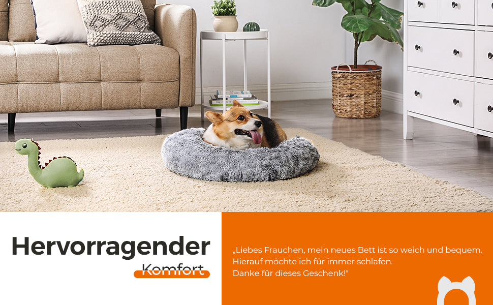 Hundebett, Katzenbett, weiche PV-Samtoberfläche, 70 cm, grau