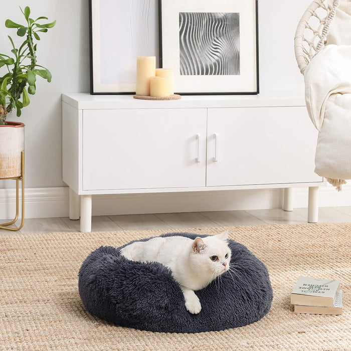 Hundebett, Katzenbett, weicher Plüsch, 50 cm, dunkelgrau