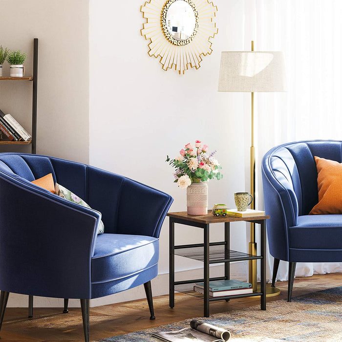 Nachttische, Beistelltisch-Set, 2er-Set Sofatische, kleine Couchtische mit verstellbaren Gitterablagen, Wohnzimmer, Schlafzimmer, Flur, stabil