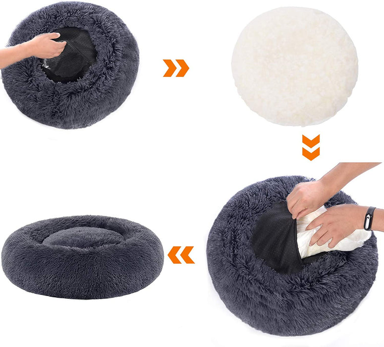 Hundebett, Katzenbett, weicher Plüsch, 50 cm, dunkelgrau